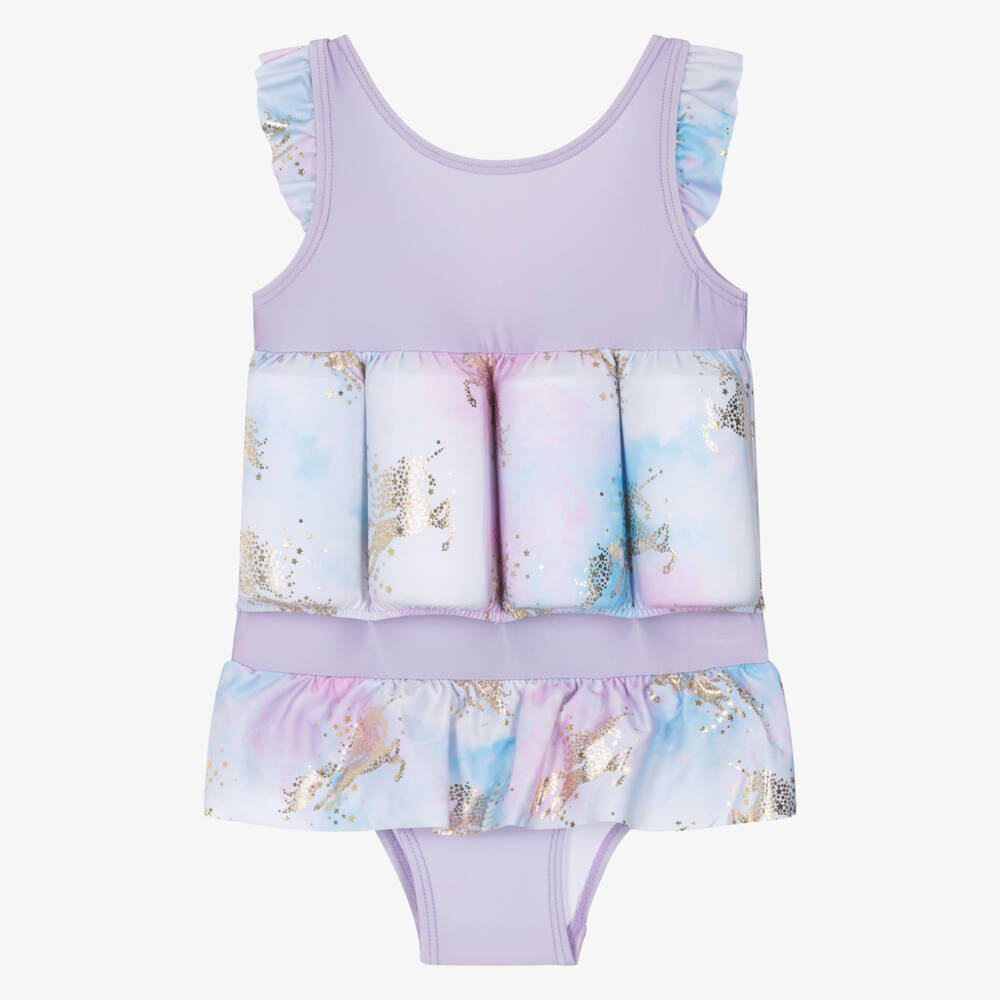 Soli Swim-Girls Purple & Blue Unicorn Float Suit (UPF50+) | Childrensalon Outlet