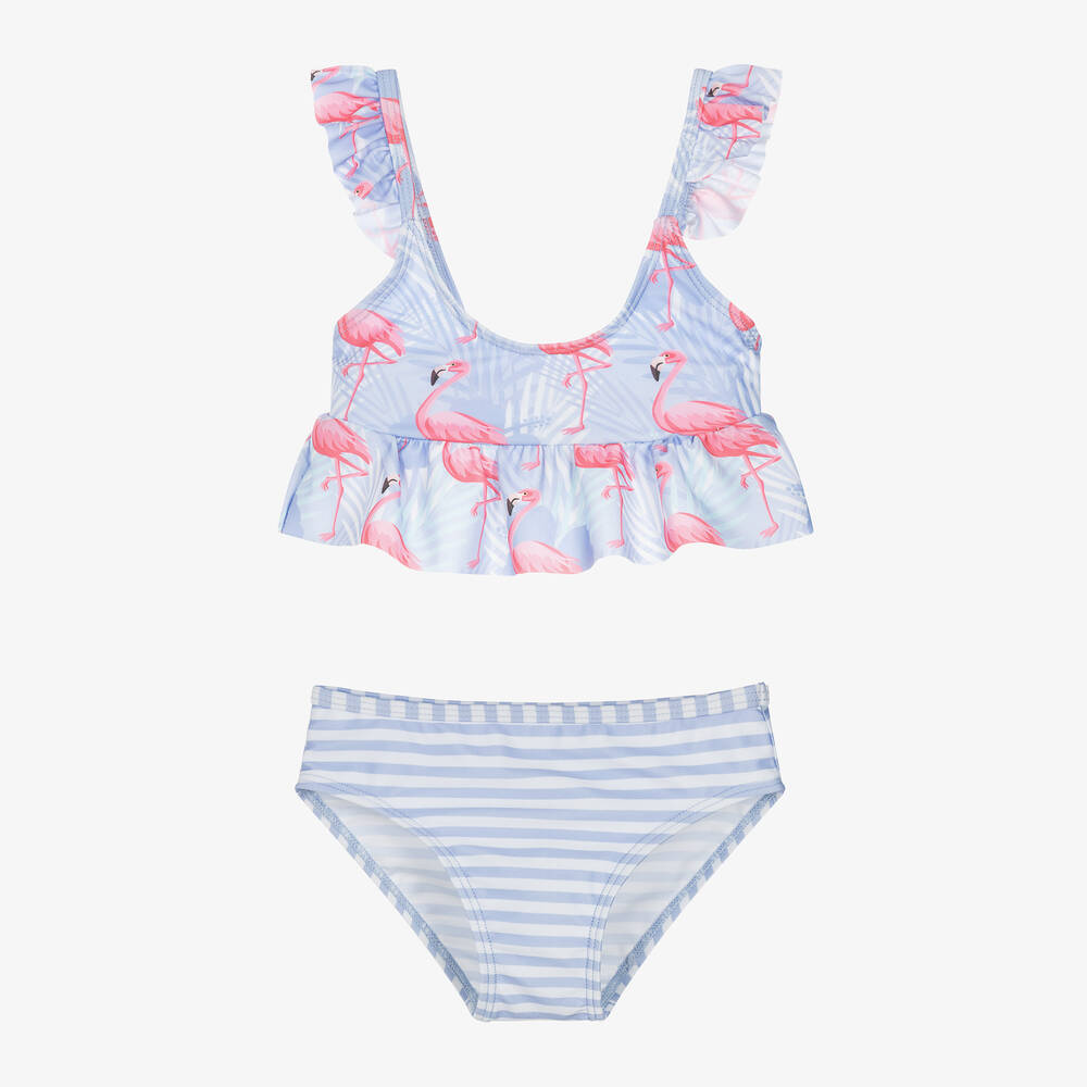 Soli Swim-Girls Purple Flamingo Print Bikini (UPF50+) | Childrensalon Outlet