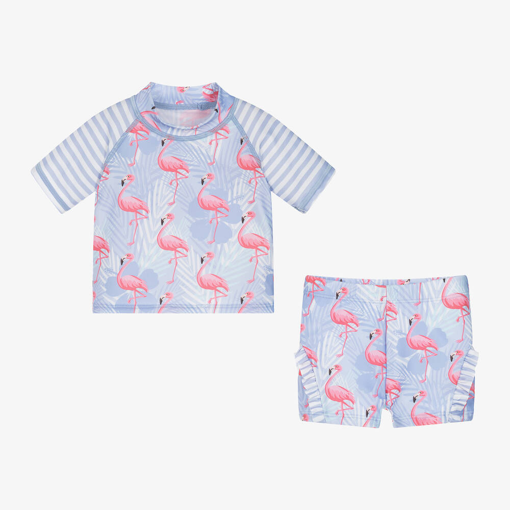 Soli Swim-طقم سباحة بطبعة فلامينجو لون بنفسجي (UPF50+) | Childrensalon Outlet