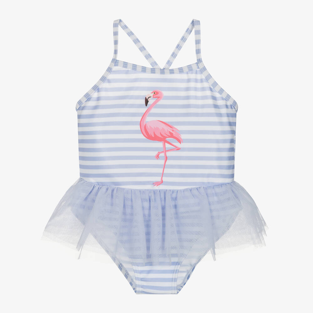 Girls Purple Flamingo Swimsuit UPF50