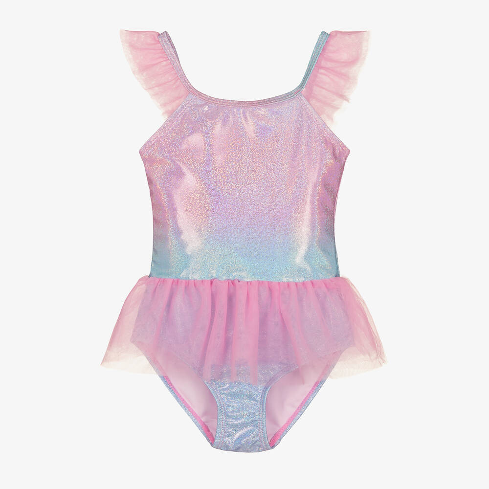 Soli Swim - Girls Purple Glitter Swimsuit (UPF50+) | Childrensalon