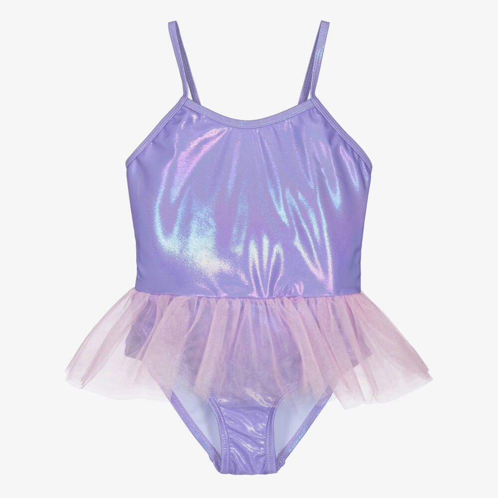 Soli Swim-Girls Purple & Pink Tulle Swimsuit (UPF50+) | Childrensalon Outlet