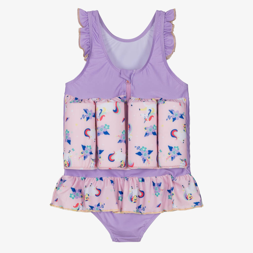 Soli Swim Girls Purple Unicorn Float Suit UPF50