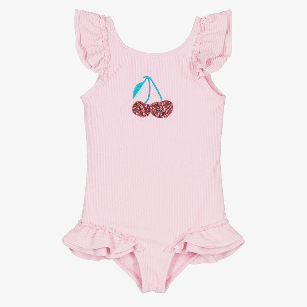 Soli Swim-Girls Sequin Cherry Pink Swimsuit | Childrensalon Outlet