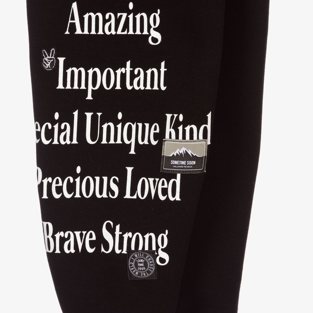 Sometime Soon-Boys Black Cotton Joggers | Childrensalon Outlet