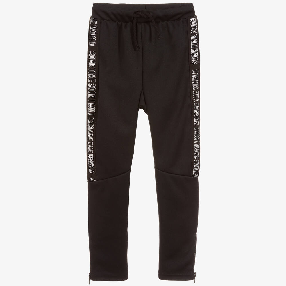 Sometime Soon - Boys Sporty Black Joggers | Childrensalon