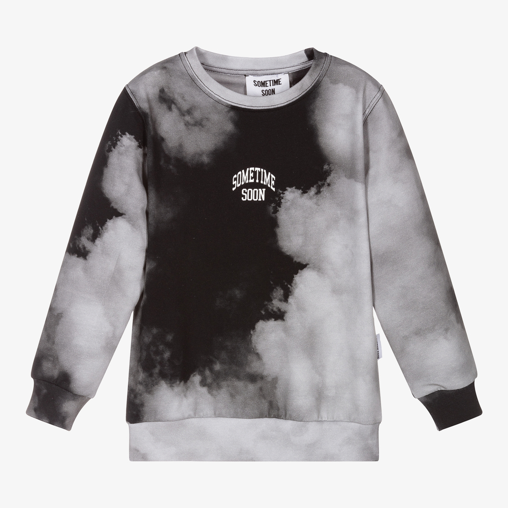 Sometime Soon - Grey & Black Cotton Sweatshirt | Childrensalon