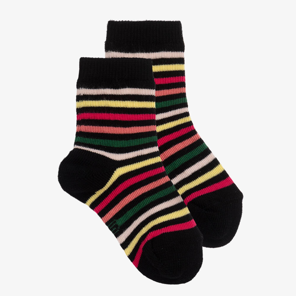 Sonia Rykiel Paris-جوارب مزيج قطن مقلم لون أسود للمولودات | Childrensalon Outlet