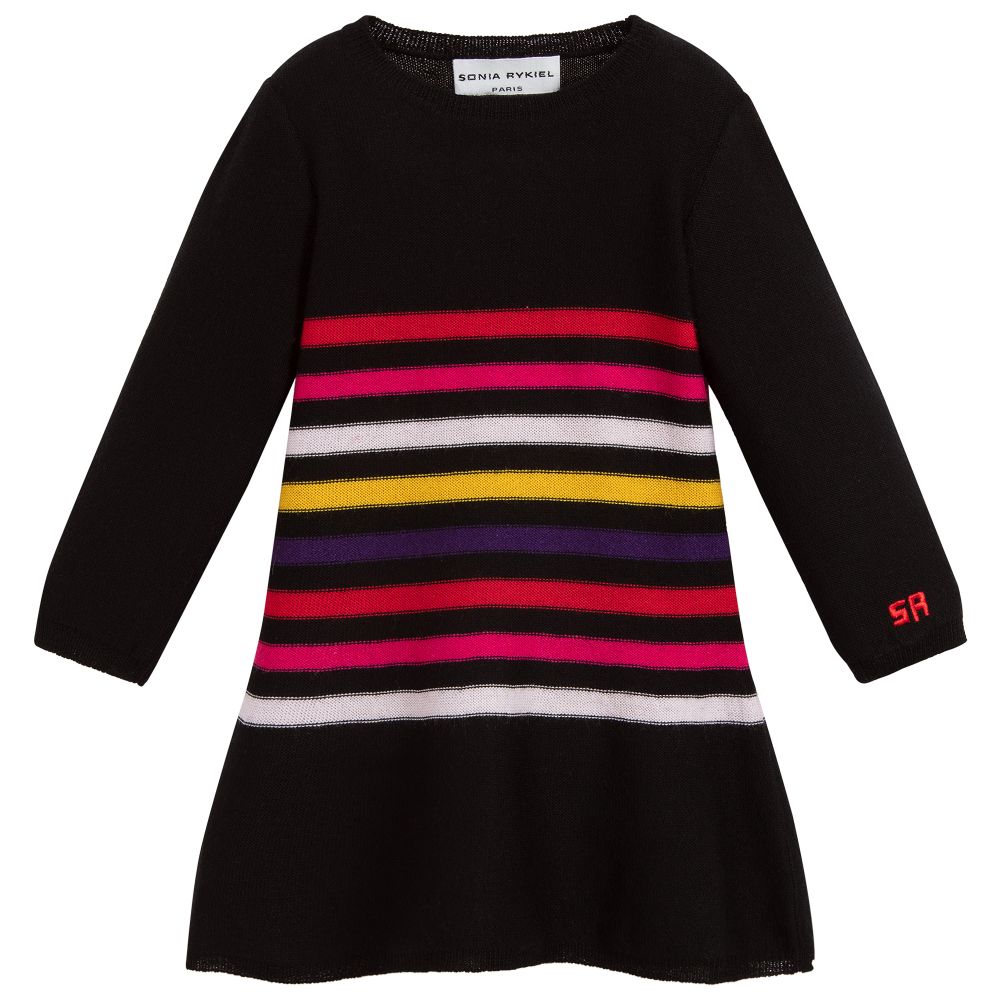 Sonia Rykiel Paris - Baby Girls Black Wool Dress | Childrensalon