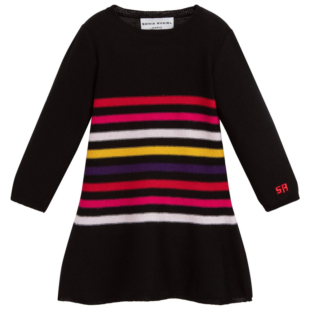 Sonia Rykiel Paris-Baby Girls Black Wool Dress | Childrensalon Outlet