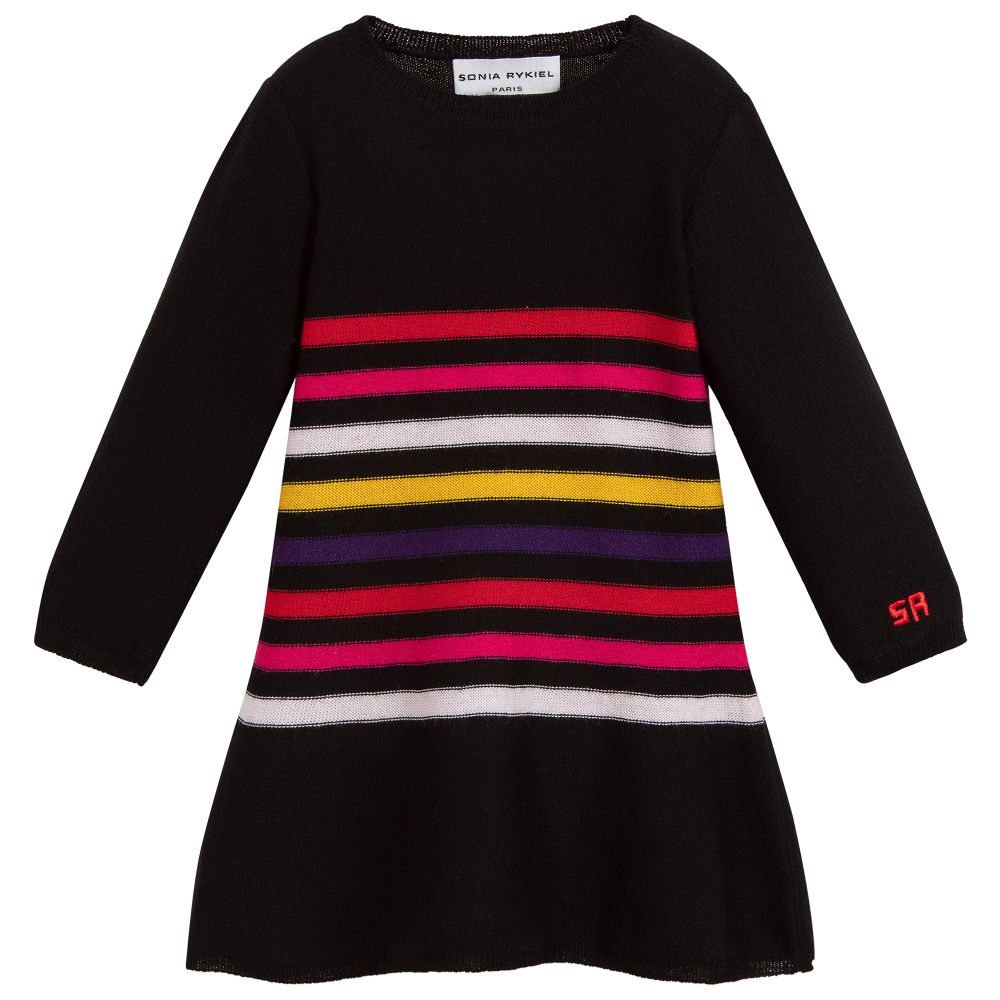 Sonia Rykiel Paris - فستان مزيج صوف وكشمير لون أسود للمولودات | Childrensalon