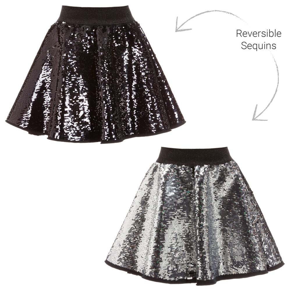Sonia Rykiel Paris - Black Reversible Sequin Skirt | Childrensalon
