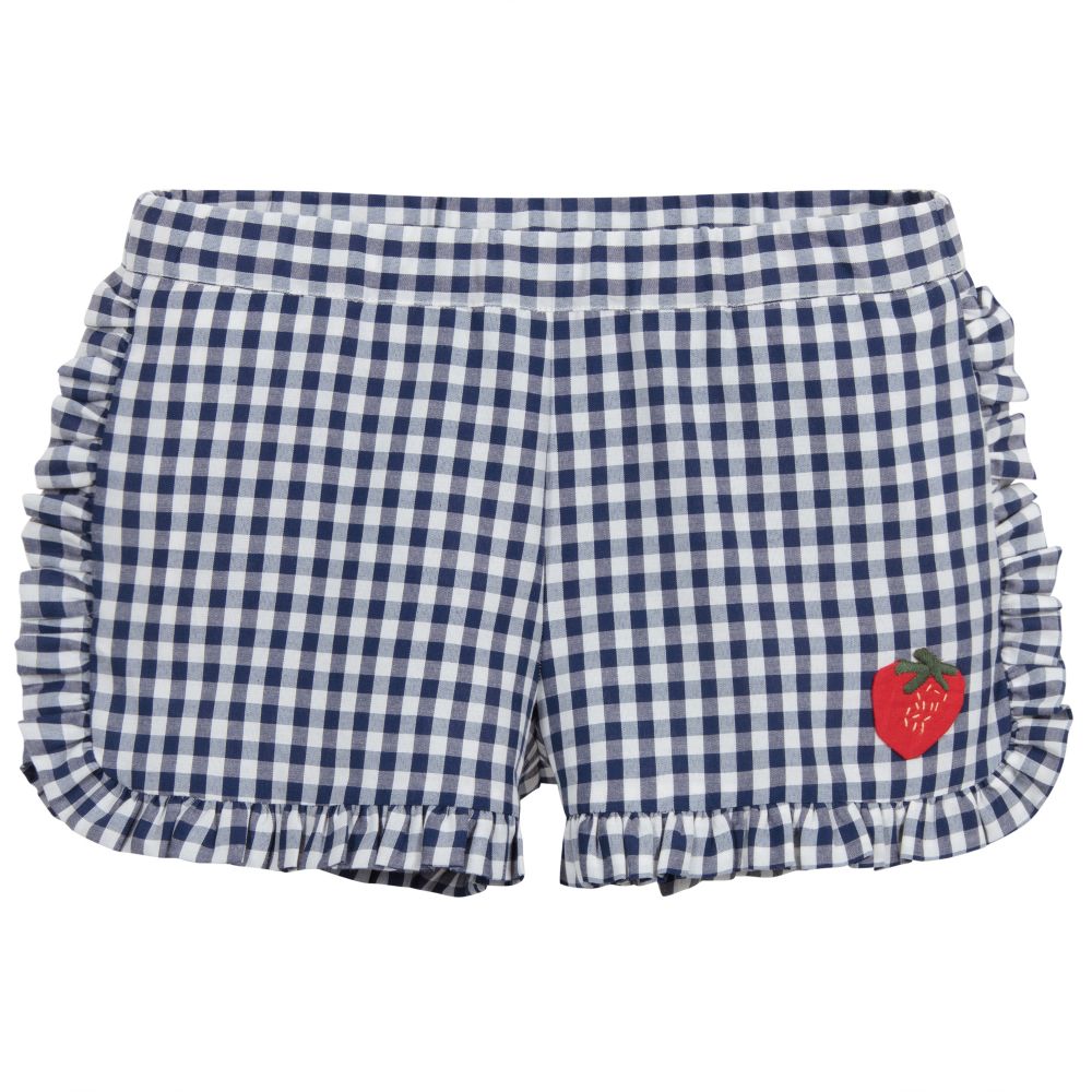 Sonia Rykiel Paris - Blue Cotton Gingham Shorts | Childrensalon