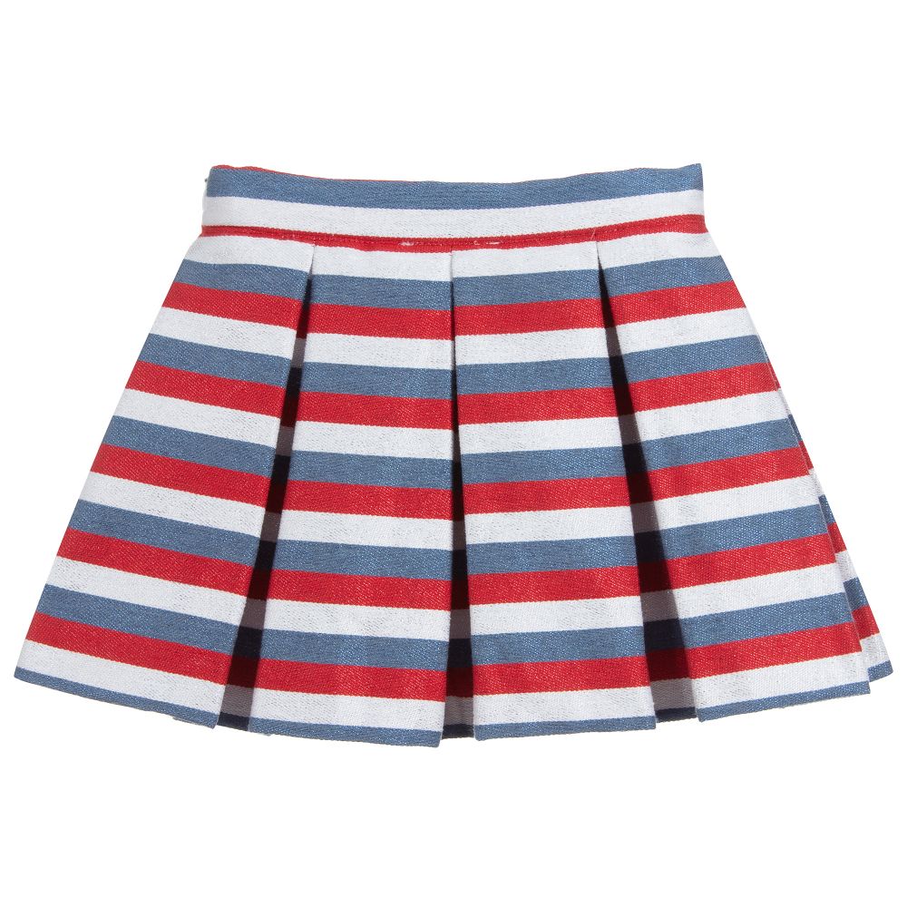 Sonia Rykiel Paris - Blue & Red Pleated Skirt | Childrensalon Outlet