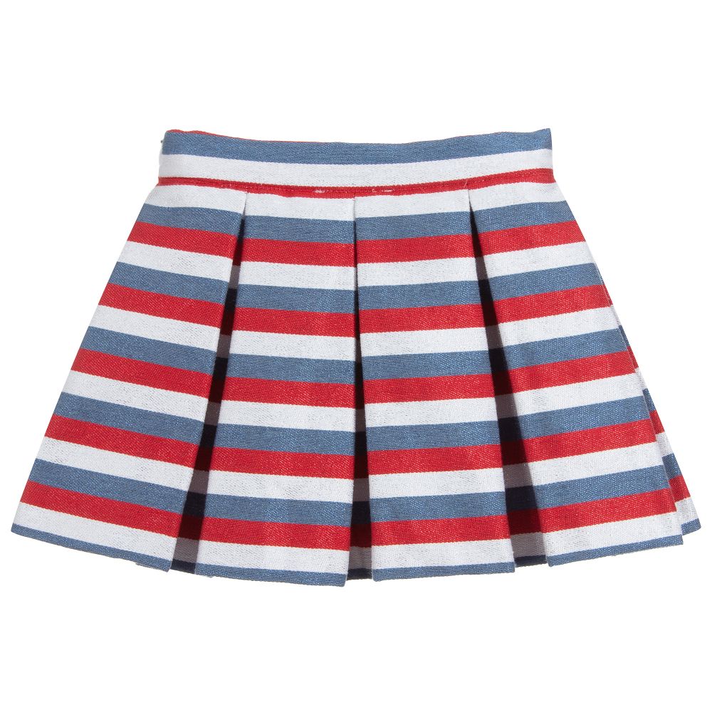 Blue red pleated skirt clearance