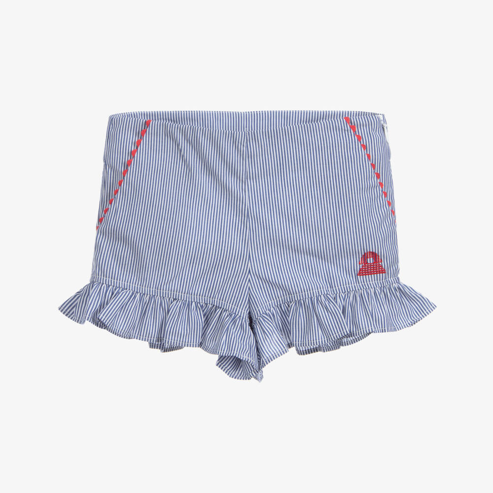 Sonia Rykiel Paris-Blue Striped Cotton Shorts | Childrensalon Outlet