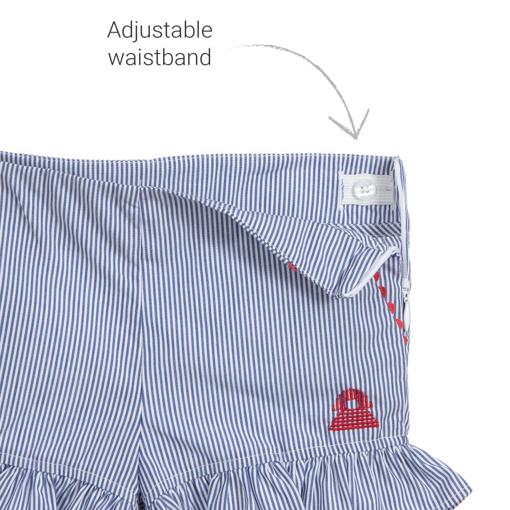 Sonia Rykiel Paris-Blue Striped Cotton Shorts | Childrensalon Outlet