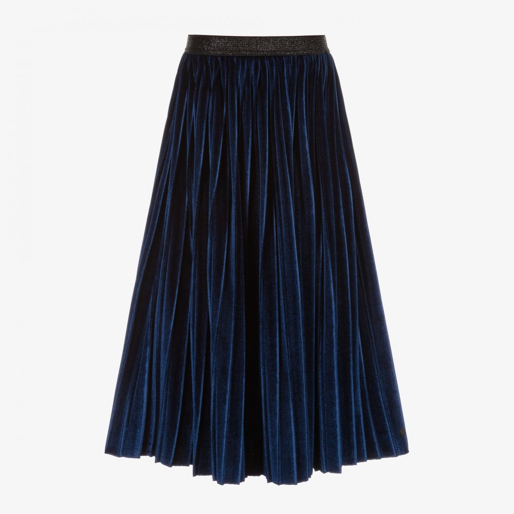 Sonia Rykiel Paris - Blue Velour Pleated Skirt | Childrensalon