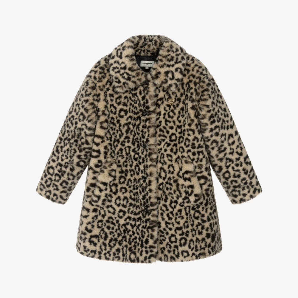 Sonia Rykiel Paris-Пальто из искусственного меха с леопардовым принтом бежевое для девочек | Childrensalon Outlet