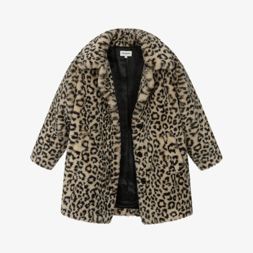 Sonia Rykiel Paris-Пальто из искусственного меха с леопардовым принтом бежевое для девочек | Childrensalon Outlet