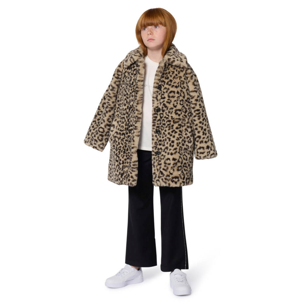 Sonia Rykiel Paris-Пальто из искусственного меха с леопардовым принтом бежевое для девочек | Childrensalon Outlet