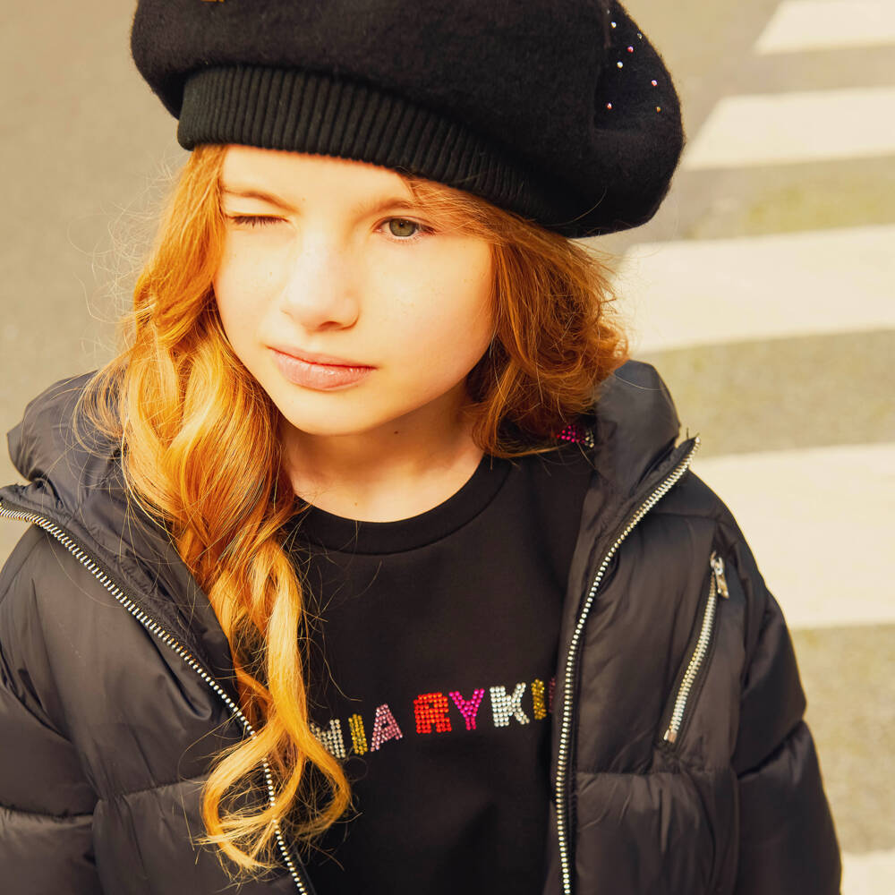 Sonia Rykiel Paris-Girls Black Diamanté Jersey Top | Childrensalon Outlet