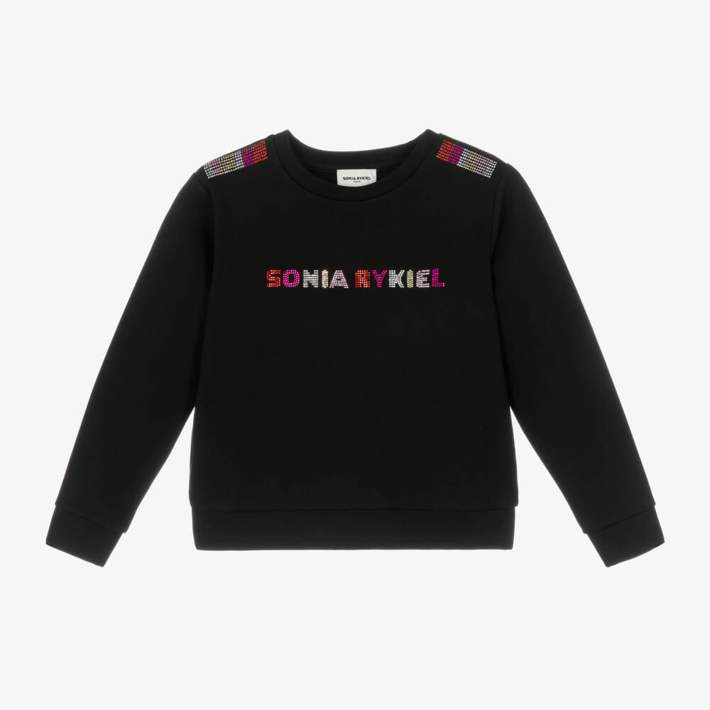 Sonia Rykiel Paris-Girls Black Diamanté Jersey Top | Childrensalon Outlet