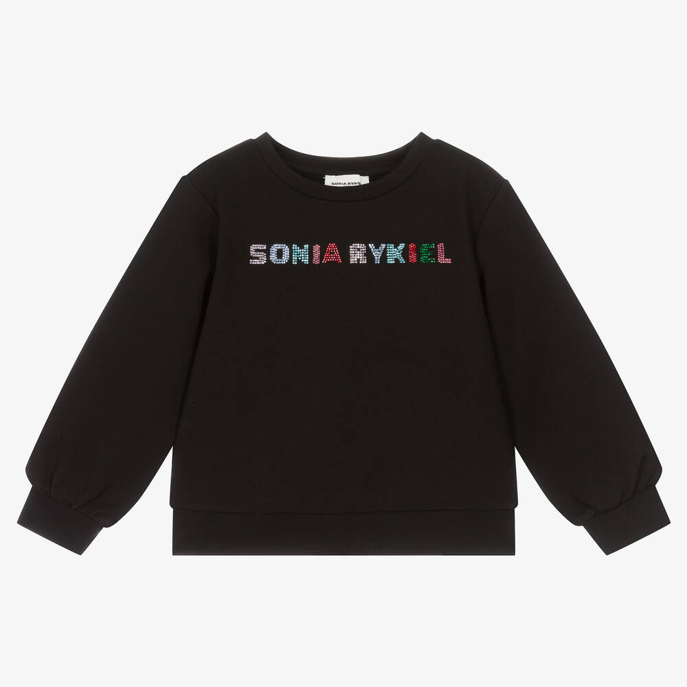 Sonia Rykiel Paris - Girls Black Diamanté Sweatshirt | Childrensalon