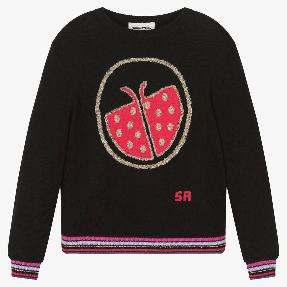 Sonia Rykiel Paris - Pull noir en maille coccinelle | Childrensalon