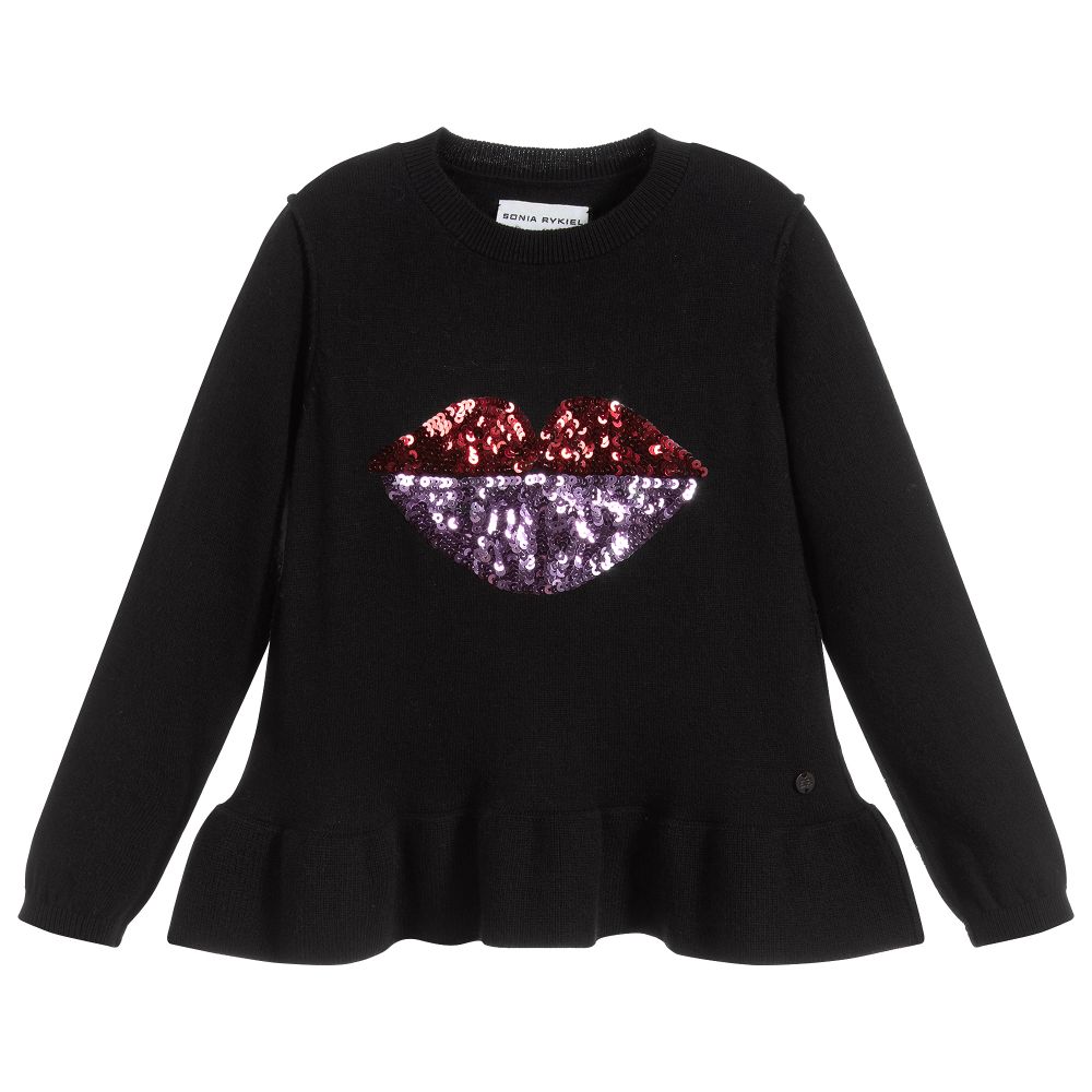 Sonia Rykiel Paris - Girls Black Knitted Sweater | Childrensalon