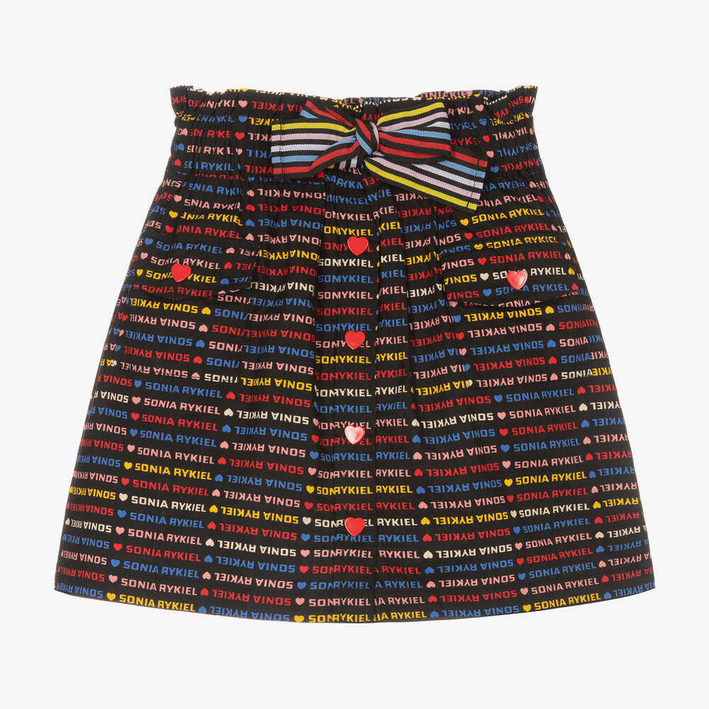 Sonia Rykiel Paris - Girls Black Logo Striped Skirt | Childrensalon