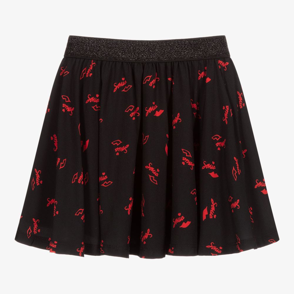 Sonia Rykiel Paris - Girls Black & Red Logo Skirt | Childrensalon