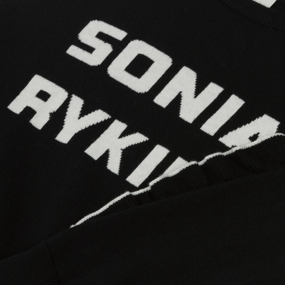 Sonia Rykiel Paris-كنزة محبوكة سوداء للبنات بأكمام كشكش | Childrensalon Outlet