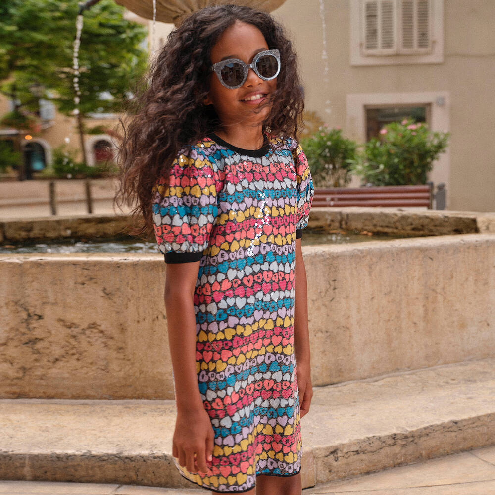 Sonia Rykiel Paris-Girls Black Sequin Heart Dress | Childrensalon Outlet