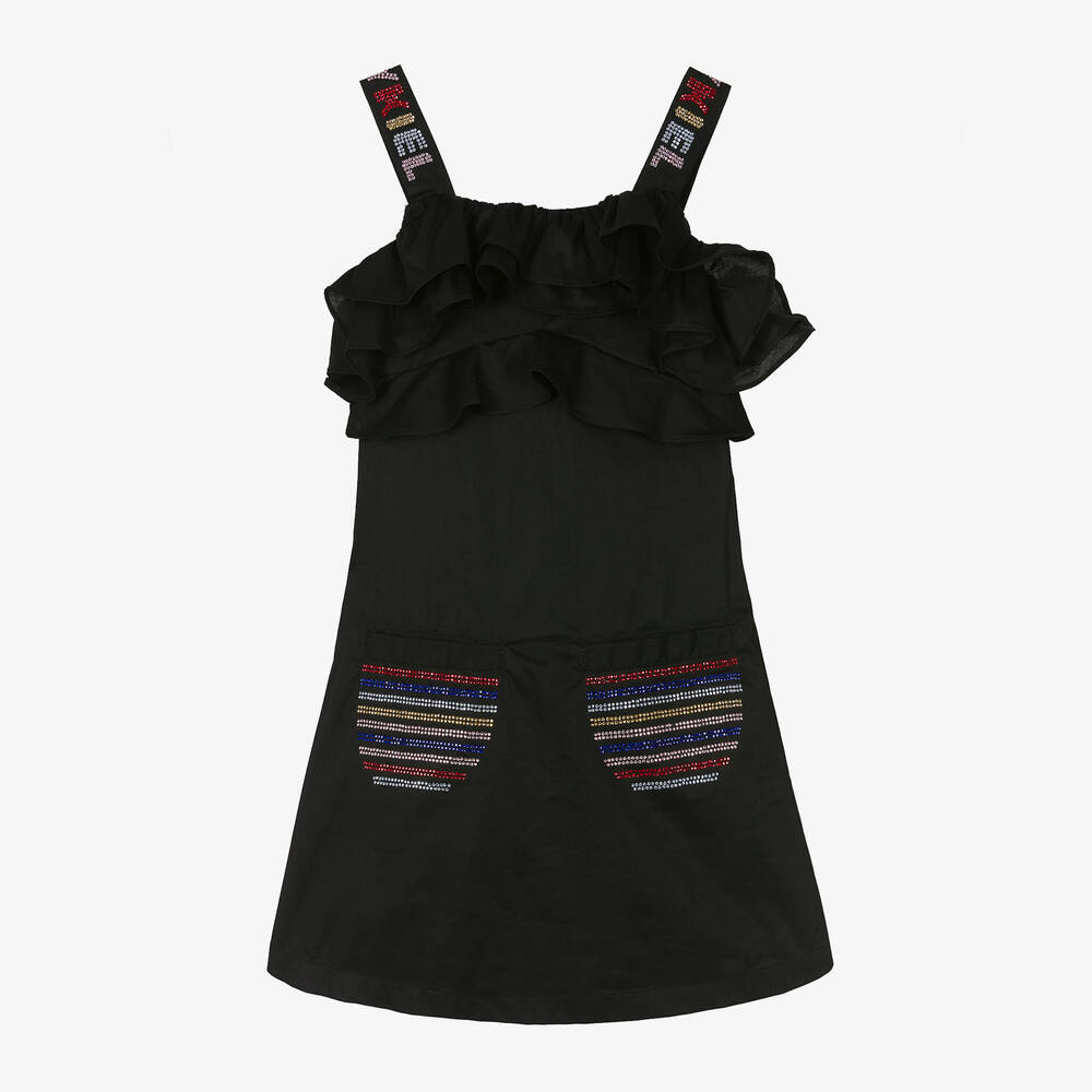 Sonia Rykiel Paris-Girls Black Sleeveless Cotton Poplin Dress | Childrensalon Outlet
