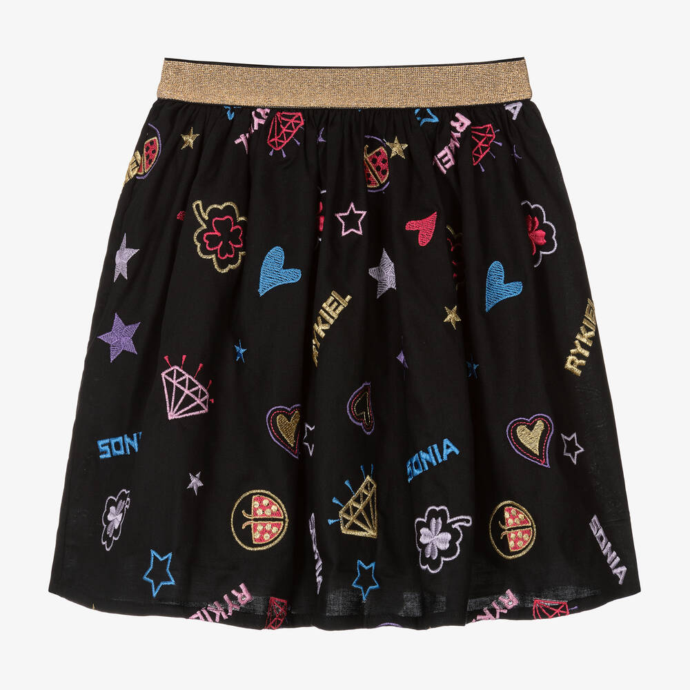 Sonia Rykiel Paris -  Черная юбка со звездами и символами | Childrensalon