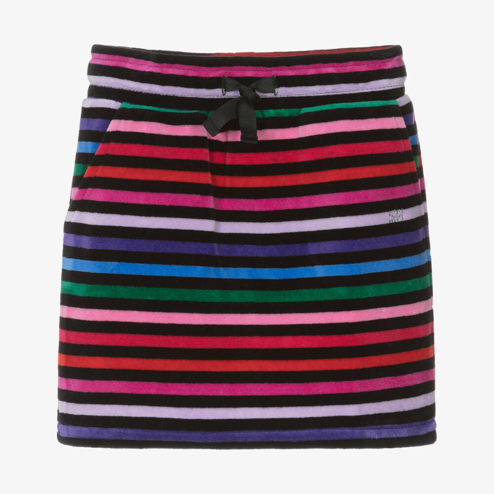 Sonia Rykiel Paris-Girls Black Striped Velour Skirt | Childrensalon Outlet
