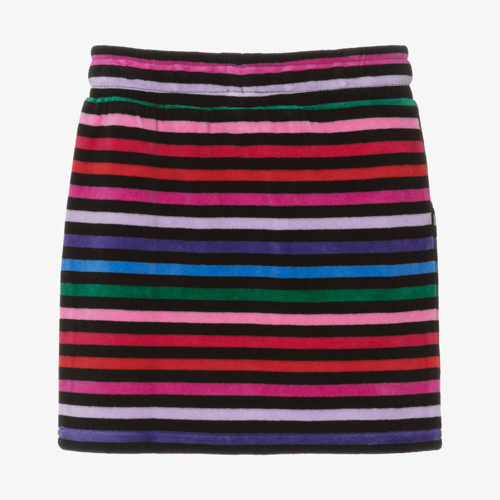 Sonia Rykiel Paris-Girls Black Striped Velour Skirt | Childrensalon Outlet