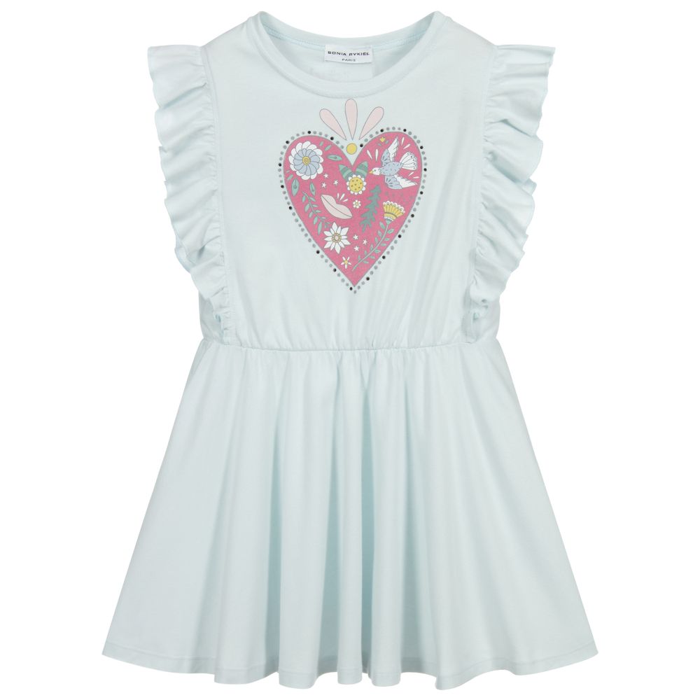 Sonia Rykiel Paris - Голубое платье с сердечком для девочек | Childrensalon