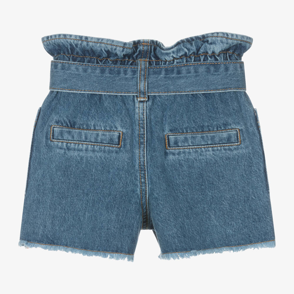 Sonia Rykiel Paris-Girls Blue Organic Cotton Denim Shorts | Childrensalon Outlet