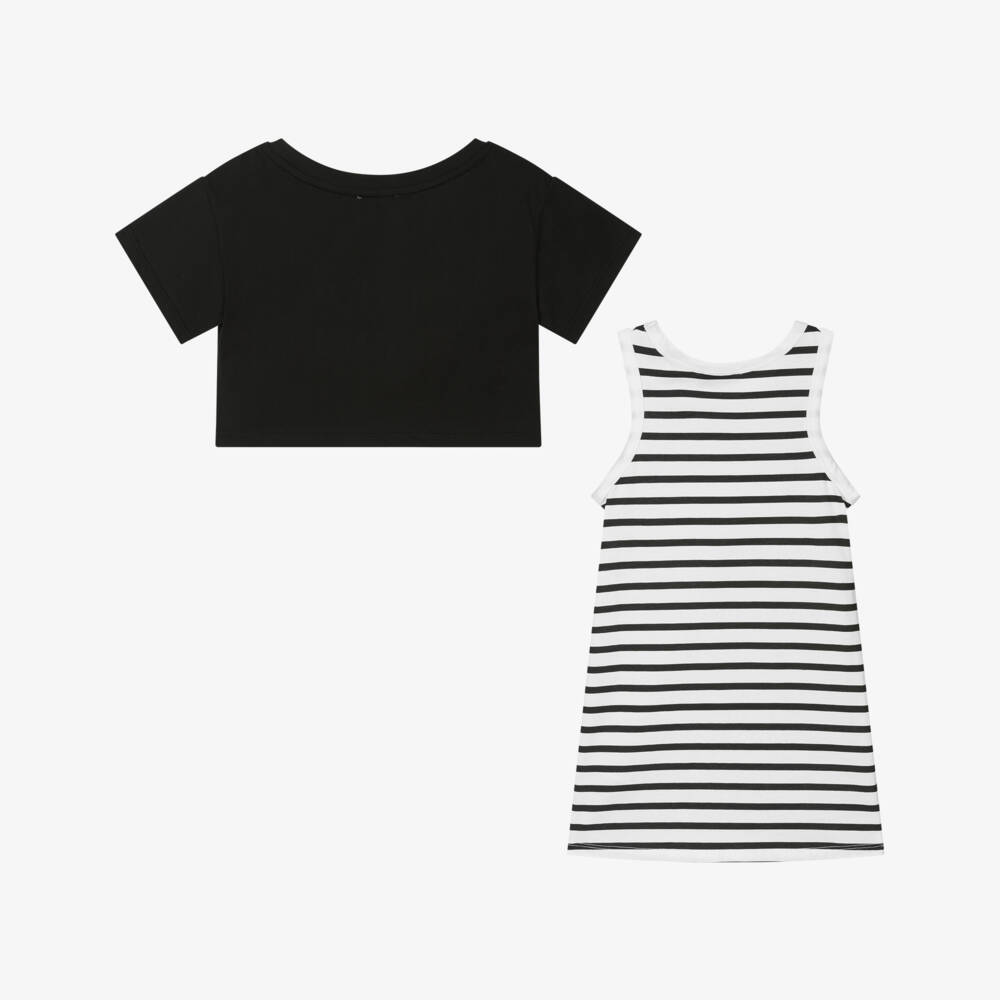 Sonia Rykiel Paris-Хлопковый комплект в полоску для девочек антрацитового цвета | Childrensalon Outlet