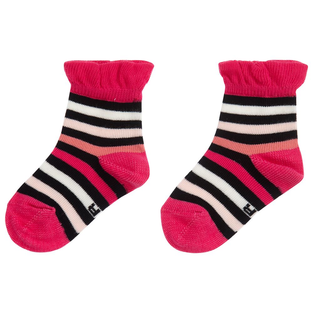 Sonia Rykiel Paris-جوارب مزيج قطن مقلم لون زهري للبنات | Childrensalon Outlet