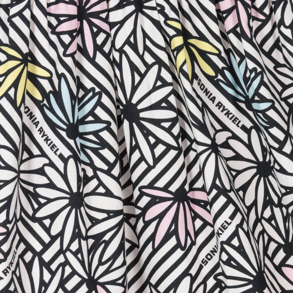 Sonia Rykiel Paris-Платье из хлопка с черными цветами для девочек | Childrensalon Outlet