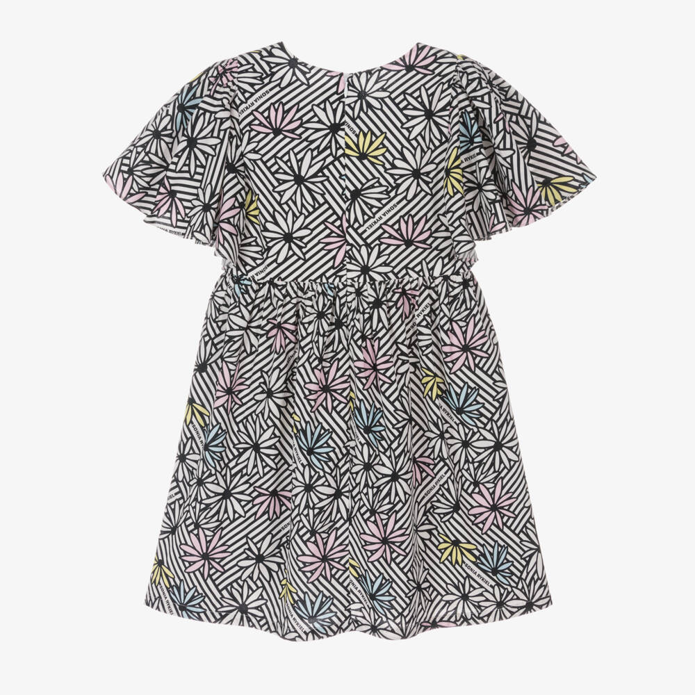 Sonia Rykiel Paris-Платье из хлопка с черными цветами для девочек | Childrensalon Outlet