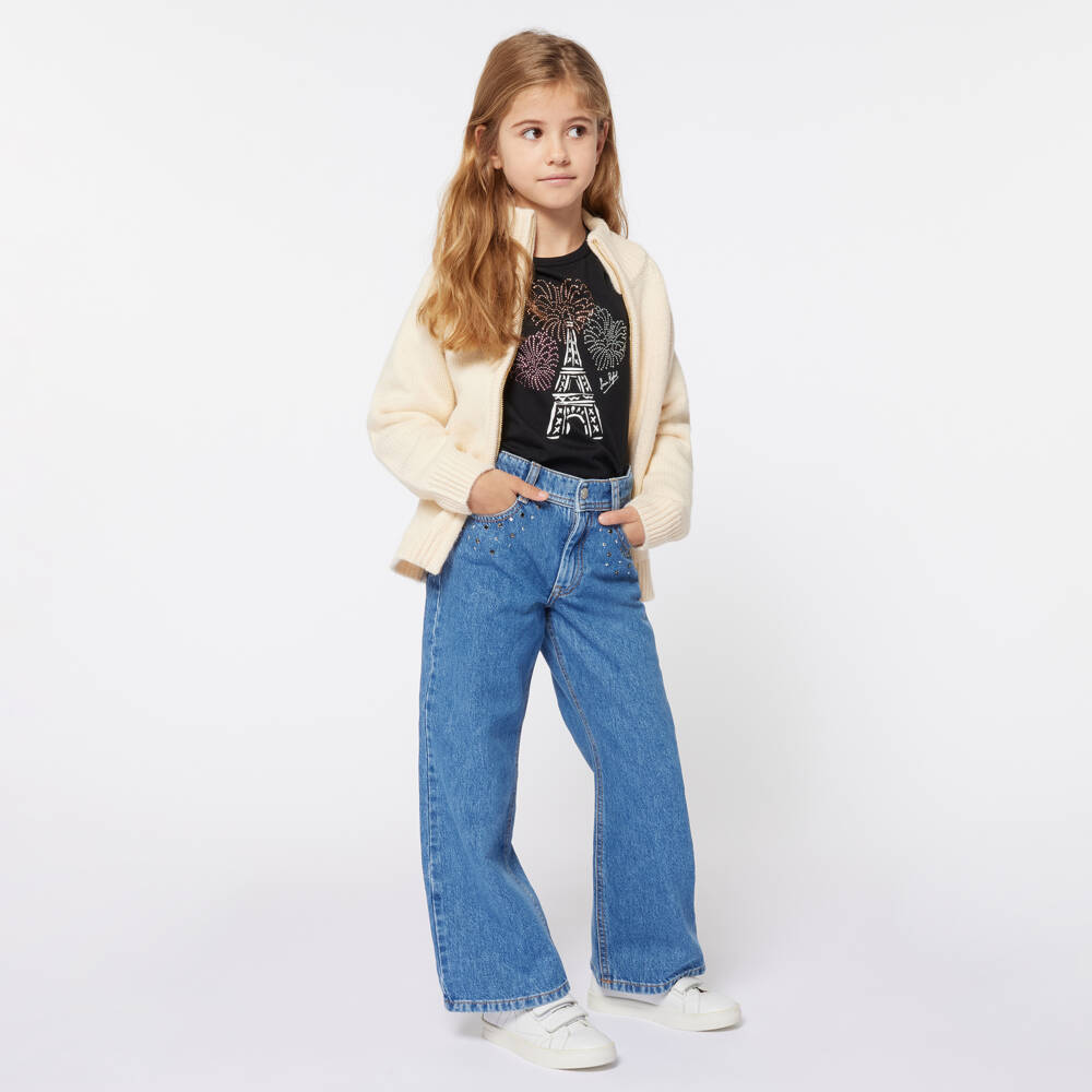 Sonia Rykiel Paris-Girls Cotton Paris Design Top | Childrensalon Outlet