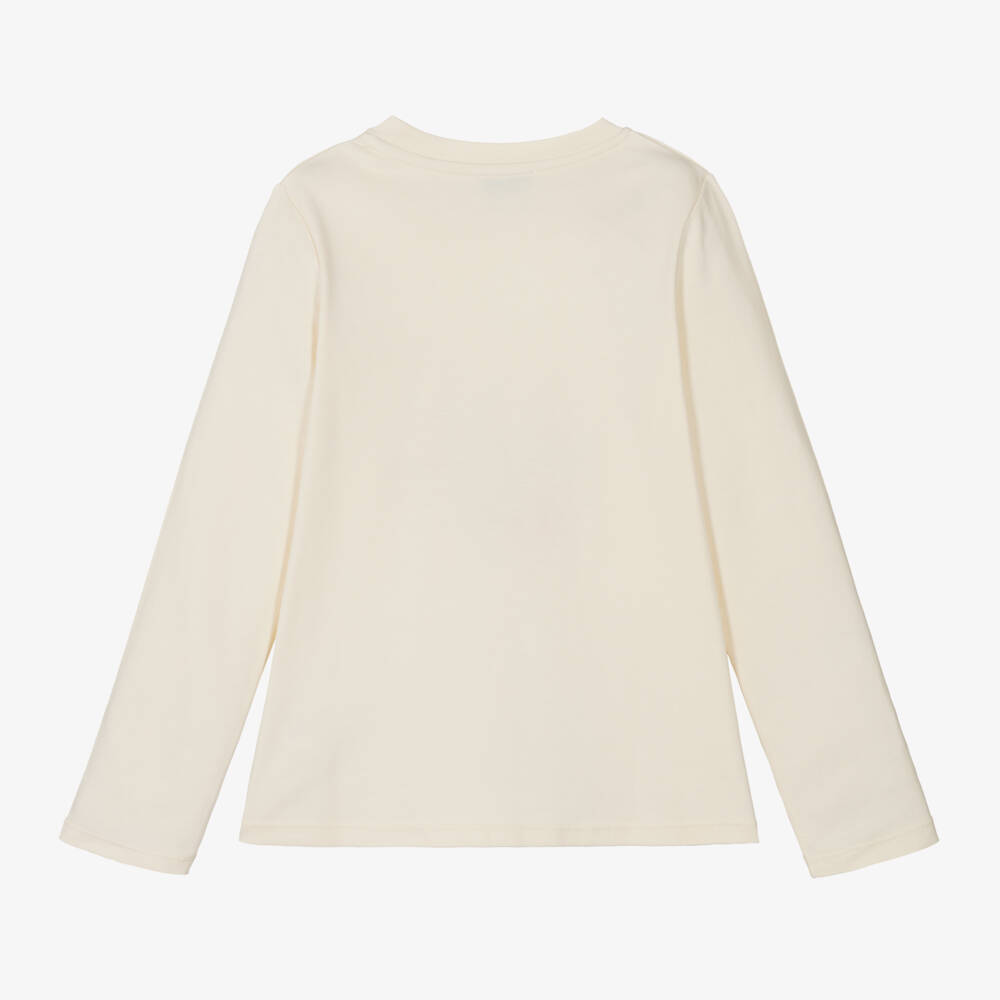Sonia Rykiel Paris-Girls Cream Cotton Jersey Top | Childrensalon Outlet