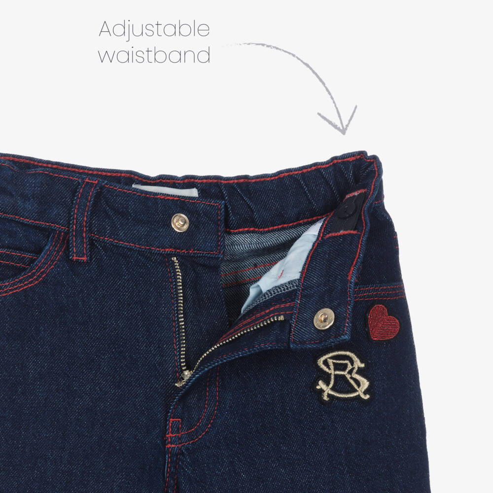 Sonia Rykiel Paris-Girls Dark Blue Wide Leg Denim Jeans | Childrensalon Outlet