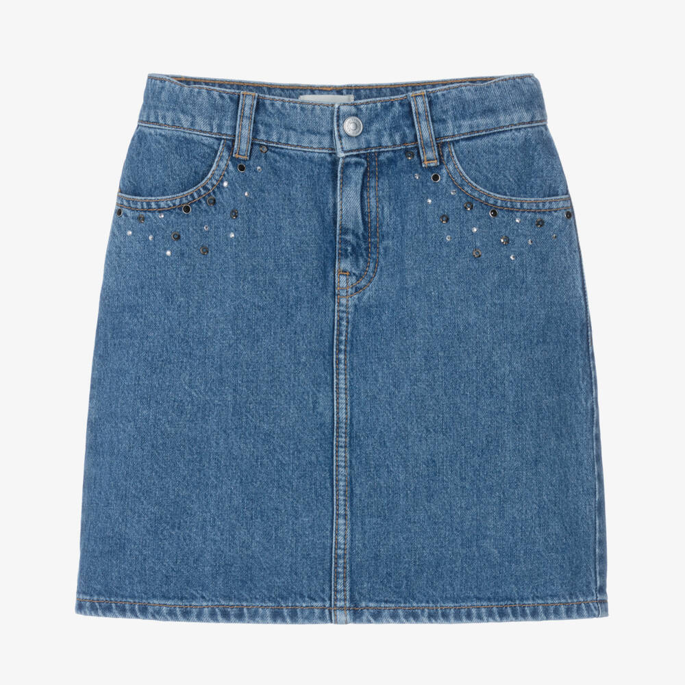 Sonia Rykiel Paris-Girls Denim Skirt with Rhinestones | Childrensalon Outlet