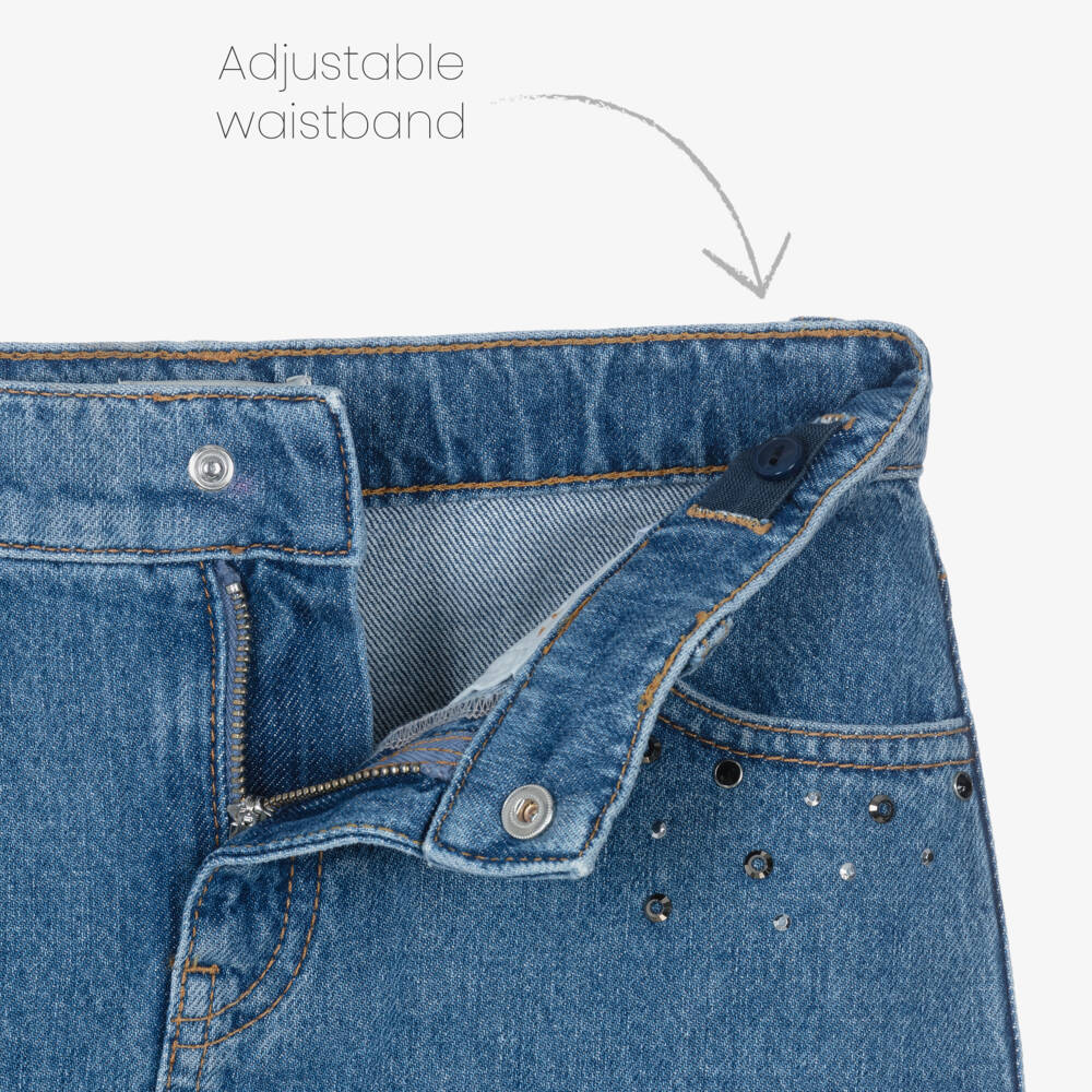 Sonia Rykiel Paris-Girls Denim Skirt with Rhinestones | Childrensalon Outlet