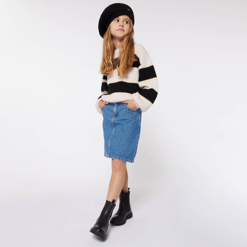 Sonia Rykiel Paris-Girls Denim Skirt with Rhinestones | Childrensalon Outlet